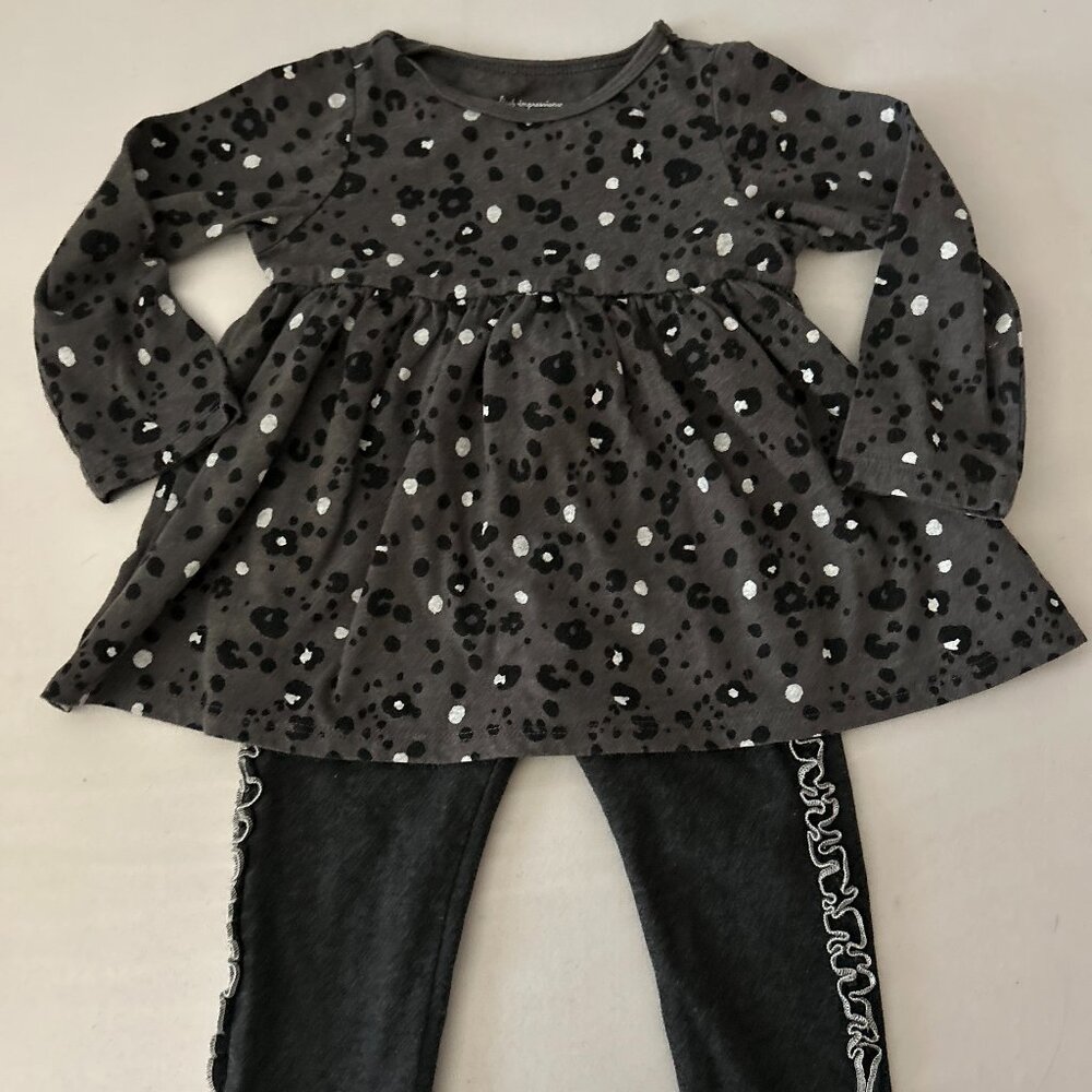 GIRLS 18M MATCHING OUTFIT LONG SLEEVE SHIRT WITH STRETCH PANTS